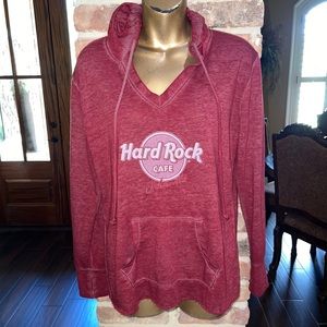 Hard Rock Cafe Orlando Women's Red Size S Lightweight Pullover Hoodie w/Pockets
